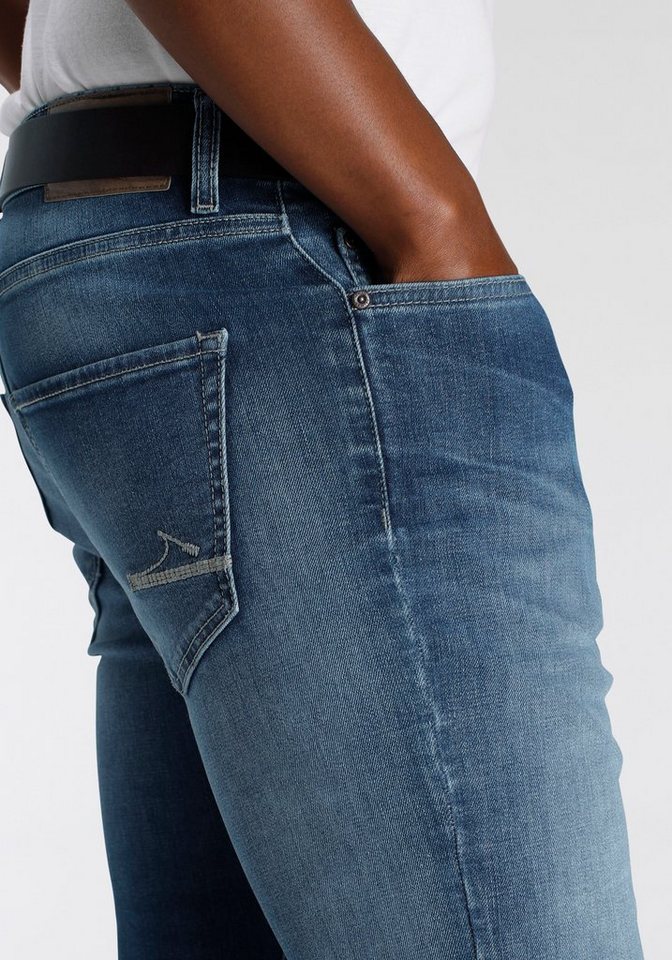 DELMAO Stretch-Jeans "Reed" gerader Beinschnitt, Used-Look-Waschung, niedrige Leibhöhe – Bild 3 von 5