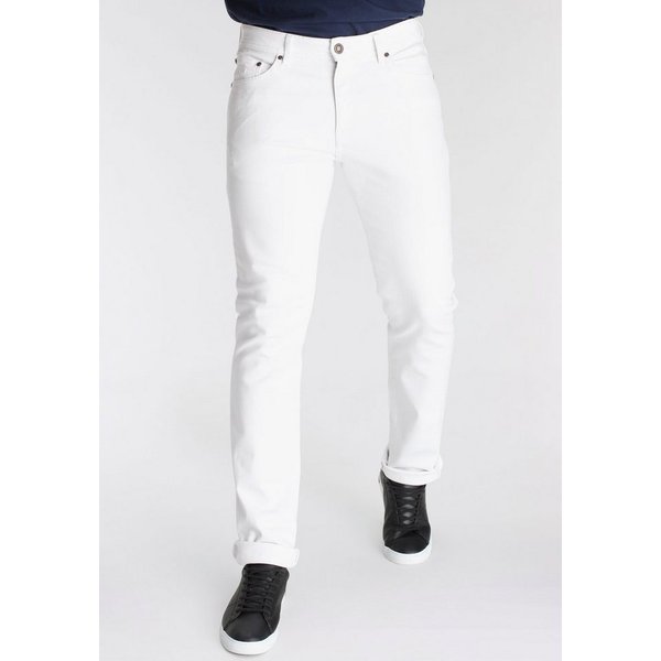 DELMAO Stretch-Jeans "Reed" gerader Beinschnitt, Used-Look-Waschung, niedrige Leibhöhe