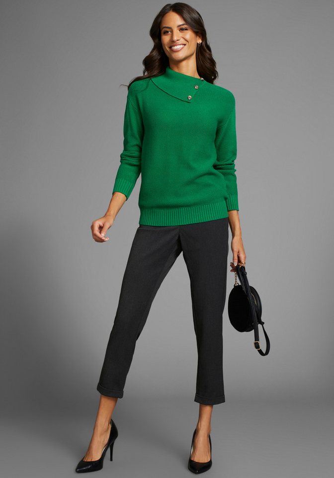 DELMAO Strickpullover mit feinem Strickmuster und Zierknöpfen – Bild 4 von 5