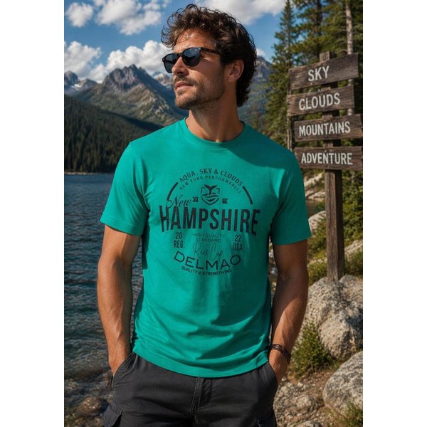 DELMAO T-Shirt Kurzarm, lässige Passform, mit peppigem Print, aus Baumwolle