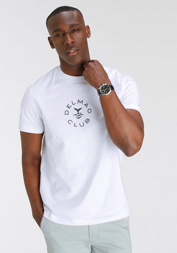 DELMAO T-Shirt Kurzarm, lässige Passform, mit Print und Schriftzug, Rundhals – Bild 2 von 5