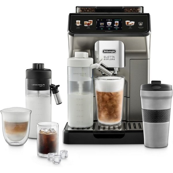 De'Longhi Kaffeevollautomat Eletta Explore Cold Brew ECAM450.86.T - 100 Rezepte (App), heiß & kalt, Cold Brew in unter 5 Minuten inkl. 3,5" Touch-Display & To-G