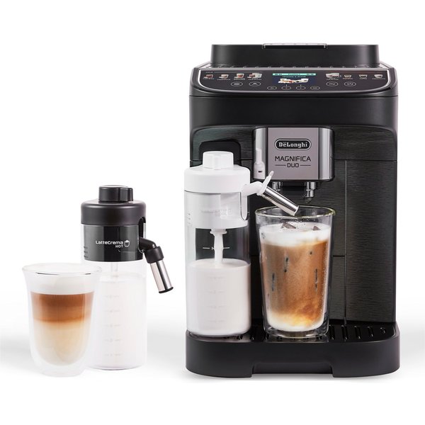 De'Longhi Kaffeevollautomat MAGNIFICA DUO ECAM330.80.BXB - 20 Rezepte, heißer & kalter Milchschaum, Cold Brew Funktion, 2,4" TFT-Display, 2 Milchkaraffen (Heiß 
