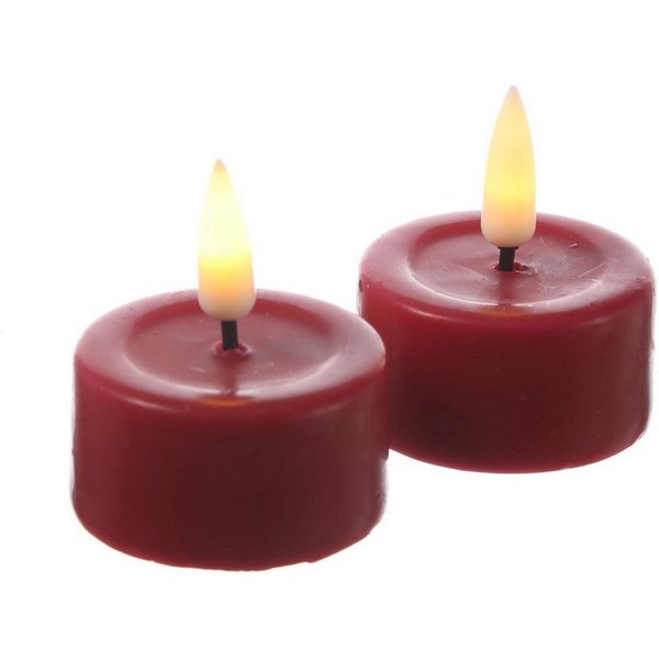 Deluxe Homeart LED-Teelicht LED Teelichter Mia flackernd inkl. Batterien D: 4,1cm rot 2 Stück, LED Classic, warmweiß