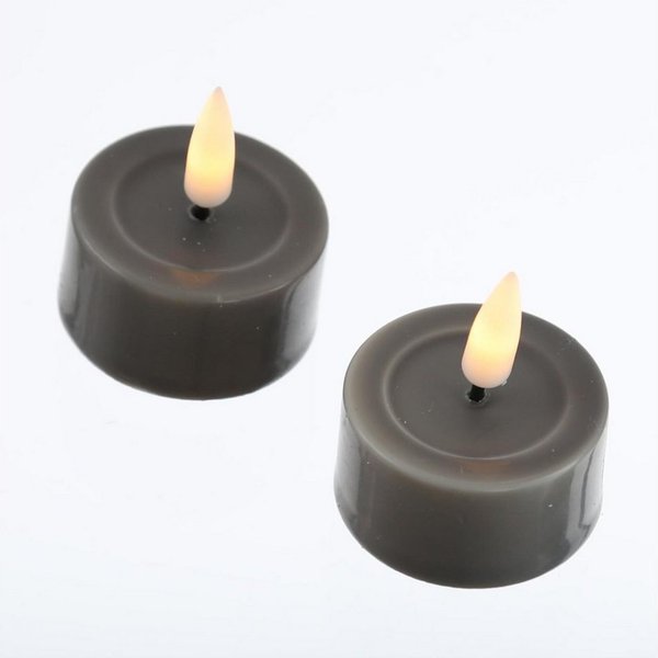 Deluxe Homeart LED-Teelicht LED Teelichter MIA flackernd mit Batterien D: 4,1cm grau 2 stück, LED Classic, warmweiß