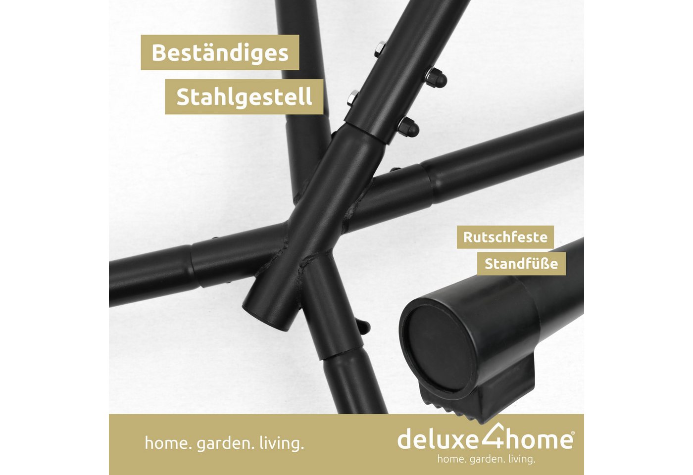 deluxe4home Hängesessel Hängekorb mit Gestell I Terrassenschaukel Hängeschaukel, inkl. Polster und Kuscheldecke – Bild 4 von 5