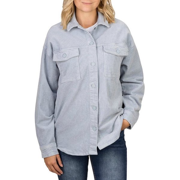 DENIMFY Outdoorjacke Damen Hemdbluse DFSophia Oversize Fit Shacket mit Knopfleiste
