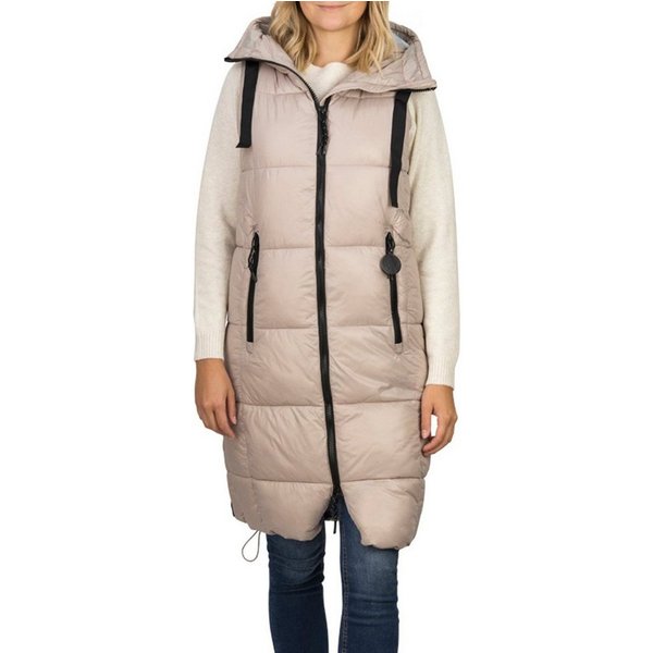DENIMFY Outdoorjacke Damen Steppweste DFCaro Regular Fit knielange Übergangsweste mit Kapuze