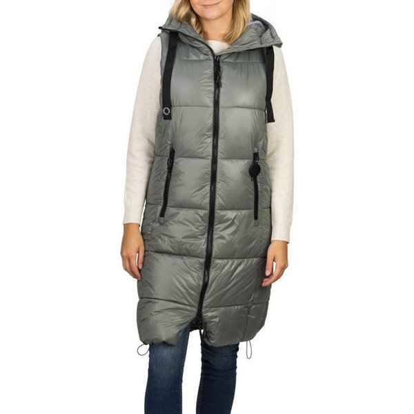 DENIMFY Outdoorjacke Damen Steppweste DFCaro Regular Fit knielange Übergangsweste mit Kapuze