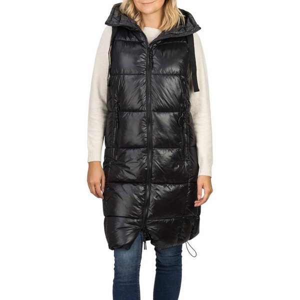 DENIMFY Outdoorjacke Damen Steppweste DFCaro Regular Fit knielange Übergangsweste mit Kapuze