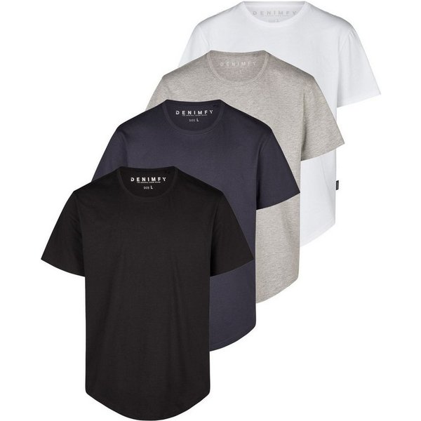 DENIMFY T-Shirt Herren Basicshirt DFPaco 4er Pack Regular Fit (Vorteilspack, 4-tlg) Kurzarm Tee Shirt mit Rundhalsausschnitt aus 100% Baumwolle