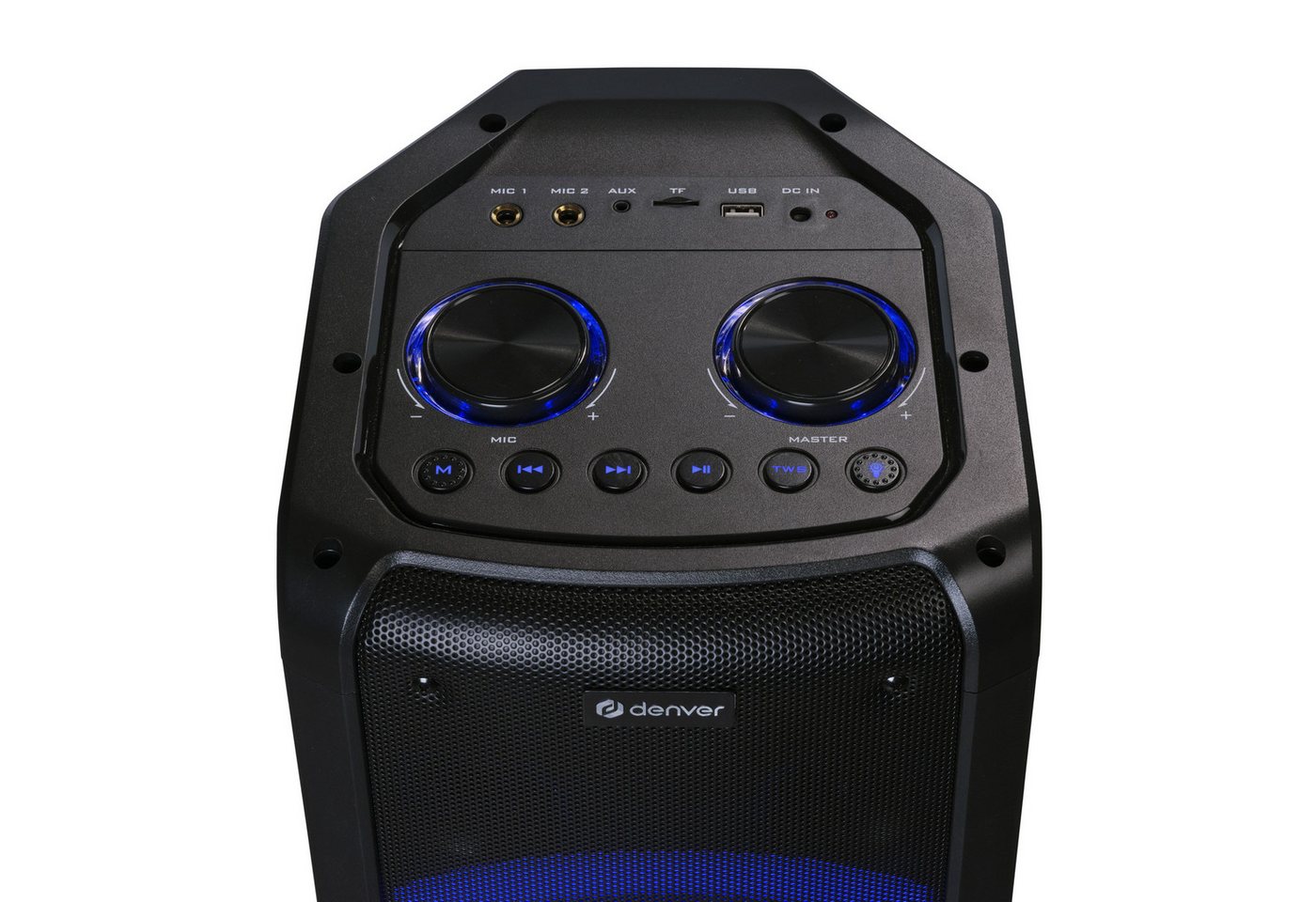 Denver BPS-352 Bluetooth-Speaker 1.0 (Dual Woofer) (Bluetooth, 300 W, Karaoke mit 2 Mikrofoneingängen, TWS-Funktion, Lichteffekte (7 Modi) – Bild 5 von 5