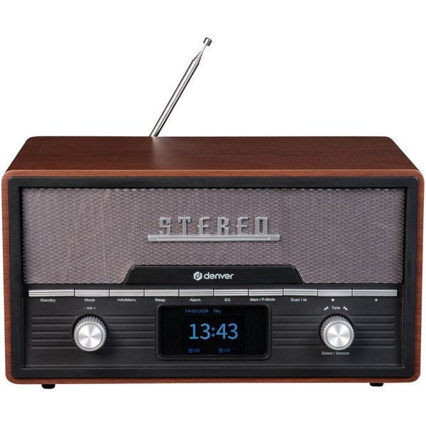 Denver MDA-525DW Stereoanlage (DAB+, FM, 10 W, Wecker (2), Snooze, 30 Presets, Teleskopantenne, Fernbedienung)