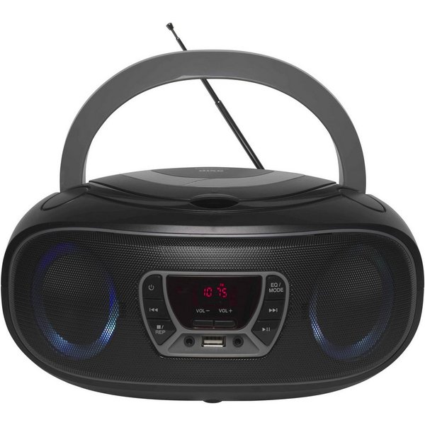 Denver TCL-212BT GREY CD-Player (CD Player mit Discolicht, Radio, USB, Bluetooth, MP3, AUX-IN)
