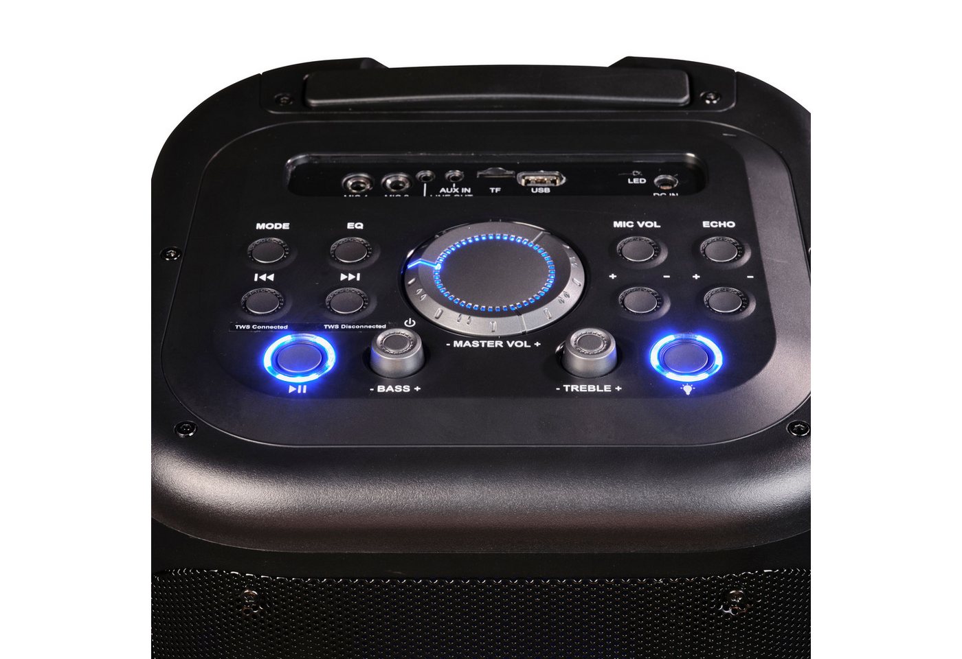 Denver TSP-353 Portable-Lautsprecher (Bluetooth, 400 W, Trolley-Design mit Rollen, Karaoke mit Mikro, TWS, Bass-/Höhenregler) – Bild 3 von 5