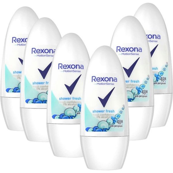 Rexona Deo-Roller 6er Pack REXONA Women Deodorant "Shower Fresh" Roll-on - 50ml, 6-tlg., 48h Schutz
