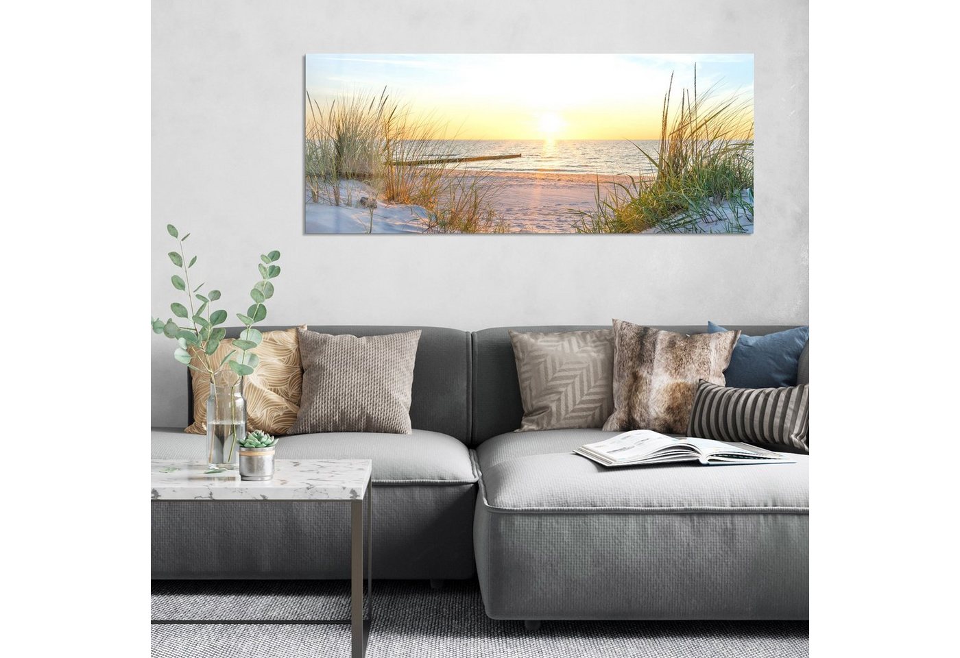 DEQORI Glasbild 'Abendsonne an der Ostsee', 'Abendsonne an der Ostsee', Glas Wandbild Bild schwebend modern – Bild 3 von 5