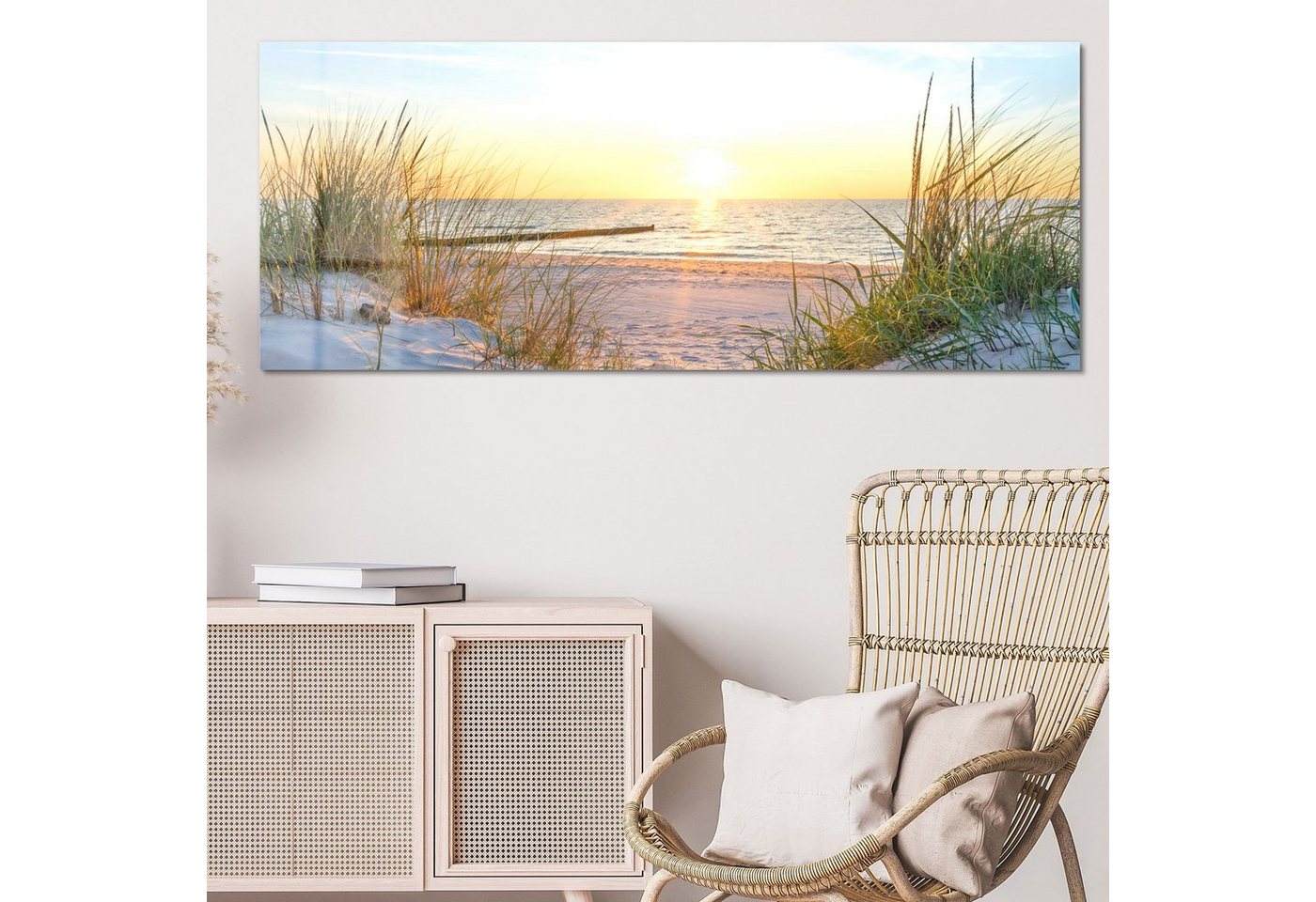 DEQORI Glasbild 'Abendsonne an der Ostsee', 'Abendsonne an der Ostsee', Glas Wandbild Bild schwebend modern – Bild 4 von 5