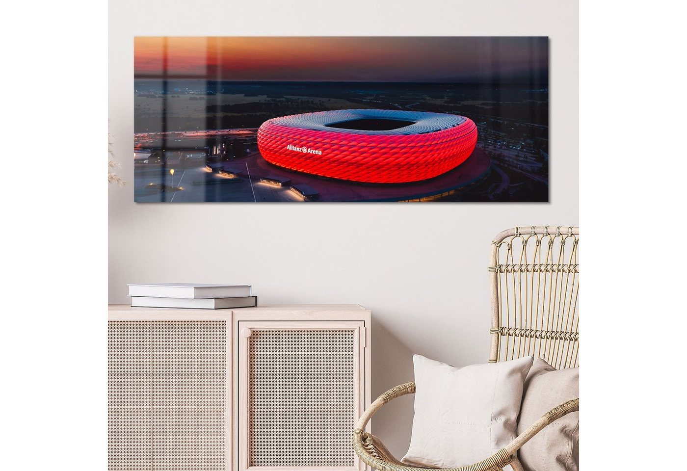 DEQORI Glasbild 'Allianz Arena, München', 'Allianz Arena, München', Glas Wandbild Bild schwebend modern – Bild 4 von 5