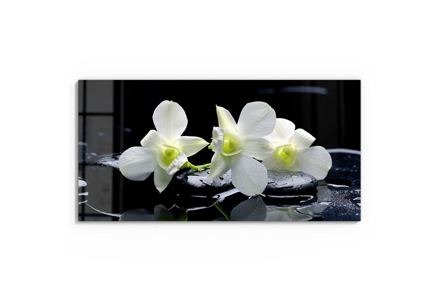 DEQORI Glasbild 'Orchidee mit Zen-Steinen', 'Orchidee mit Zen-Steinen', Glas Wandbild Bild schwebend modern – Bild 2 von 5