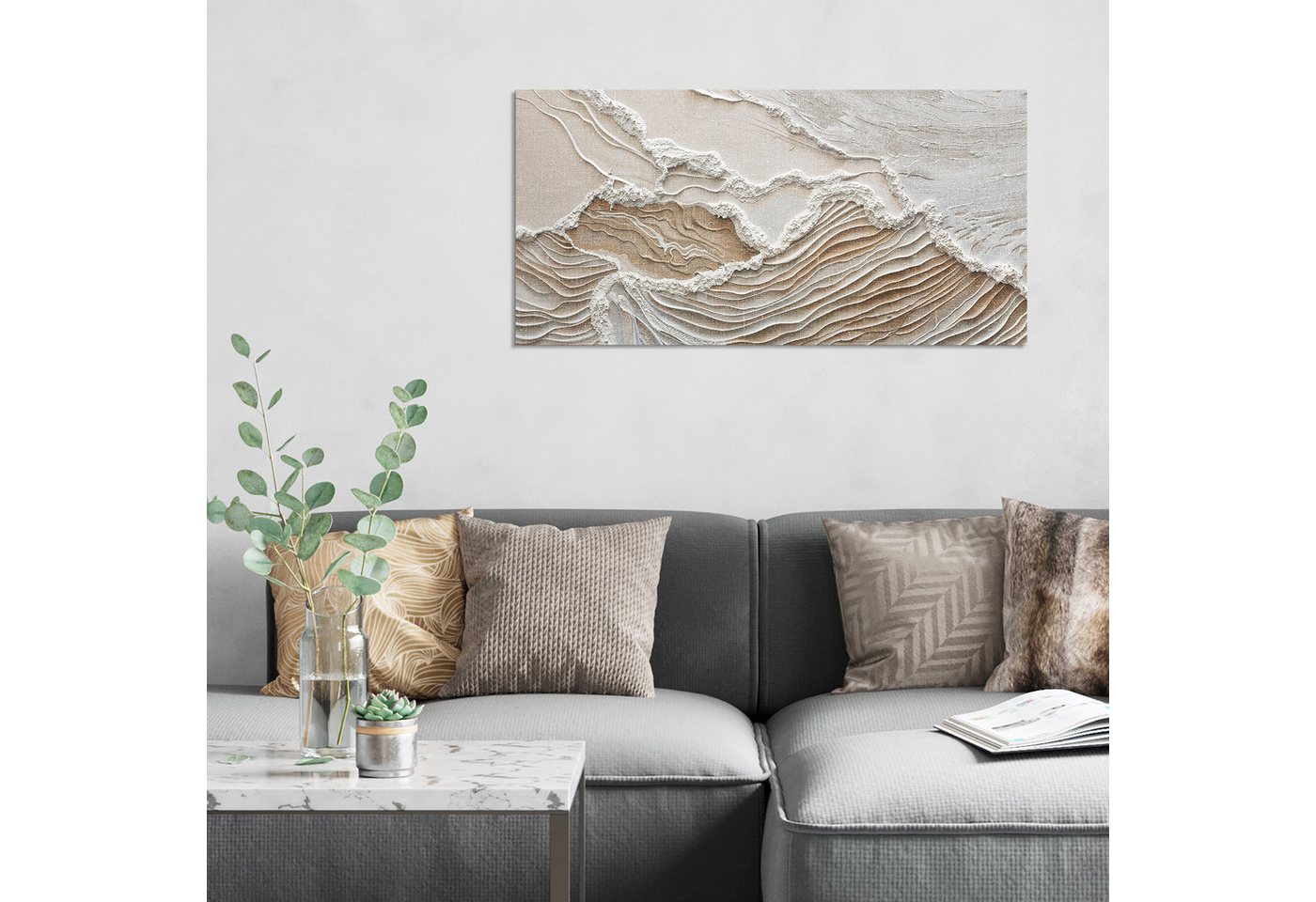 DEQORI Leinwandbild 'Sandwellenzauber', 'Sandwellenzauber', Hybrid Leinwand Bild Wandbild flach modern – Bild 3 von 5