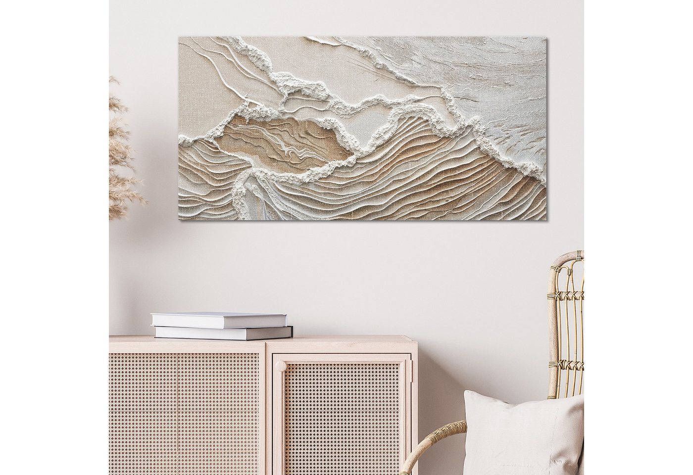 DEQORI Leinwandbild 'Sandwellenzauber', 'Sandwellenzauber', Hybrid Leinwand Bild Wandbild flach modern – Bild 4 von 5