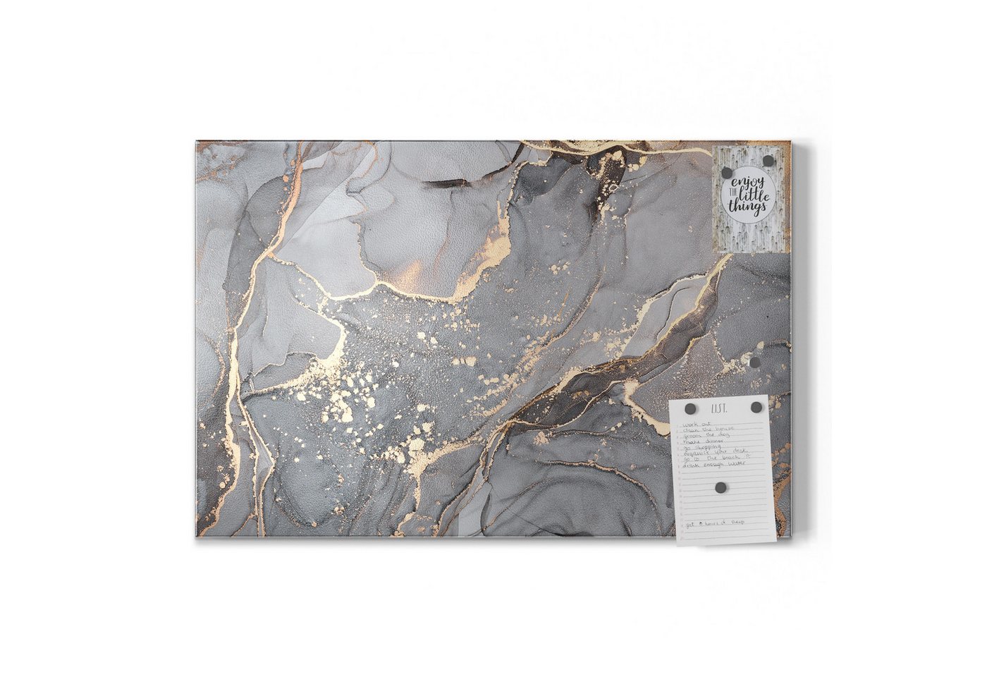 DEQORI Magnettafel 'Elegantes Marmormuster', Metall Whiteboard für alle Magnete, Magnetboard magnetisch – Bild 2 von 5