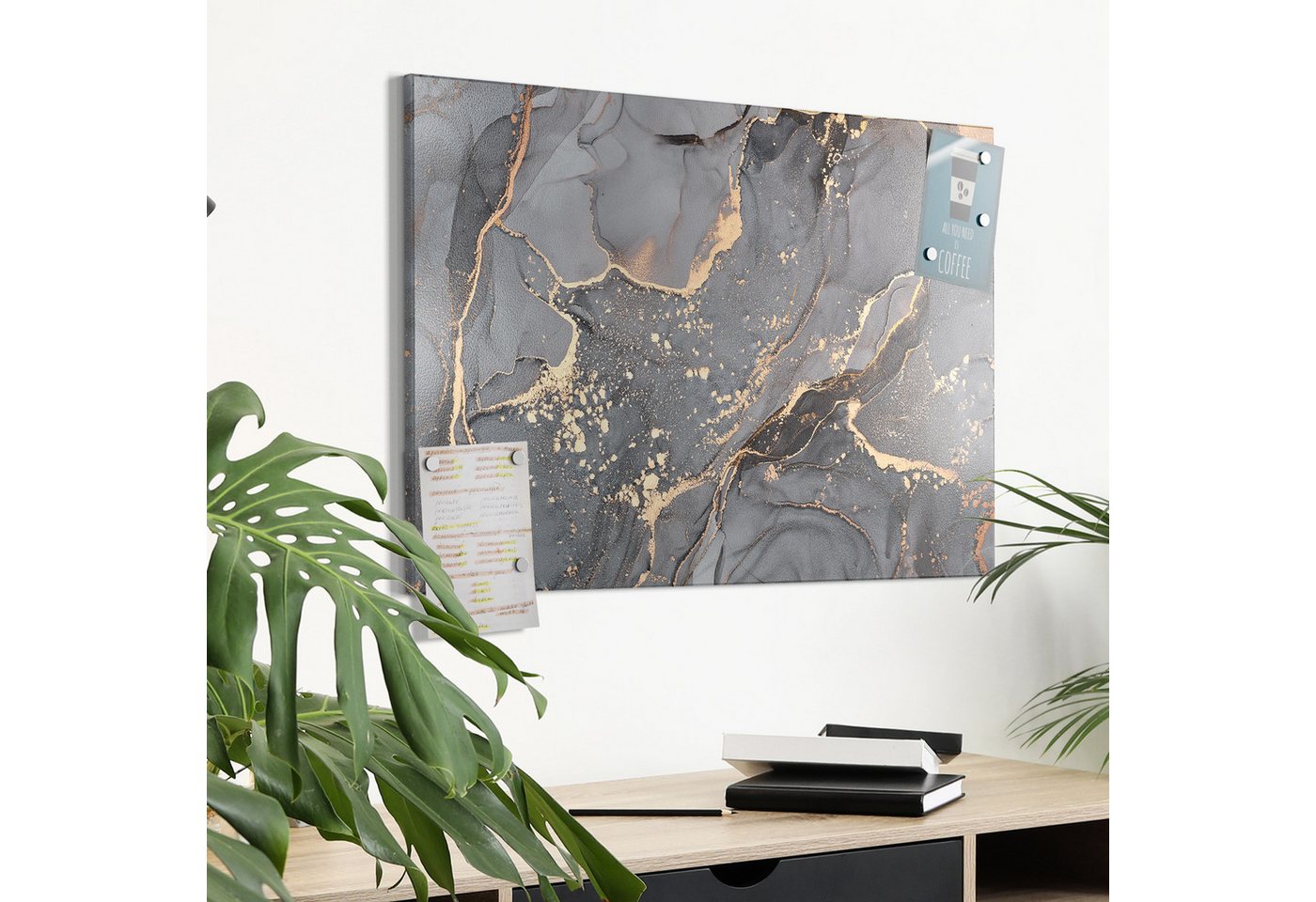 DEQORI Magnettafel 'Elegantes Marmormuster', Metall Whiteboard für alle Magnete, Magnetboard magnetisch – Bild 4 von 5