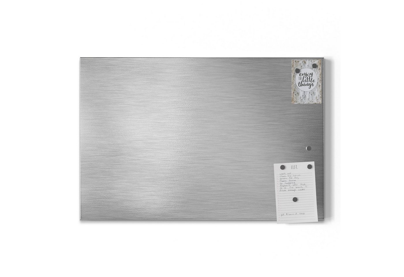DEQORI Magnettafel 'Gebürsteter Stahl', Metall Whiteboard für alle Magnete, Magnetboard magnetisch – Bild 2 von 5