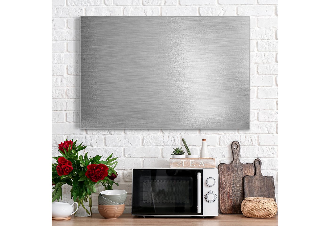 DEQORI Magnettafel 'Gebürsteter Stahl', Metall Whiteboard für alle Magnete, Magnetboard magnetisch – Bild 3 von 5