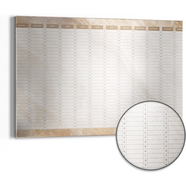 DEQORI Magnettafel 'Jahresplaner Beige (DE)', Metall Whiteboard für alle Magnete, Magnetboard magnetisch
