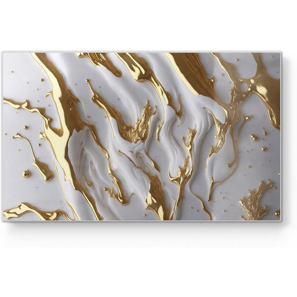 DEQORI Schneidebrett 'Goldene Fließkraft', Glas, Platte Frühstücksbrett Schneideplatte