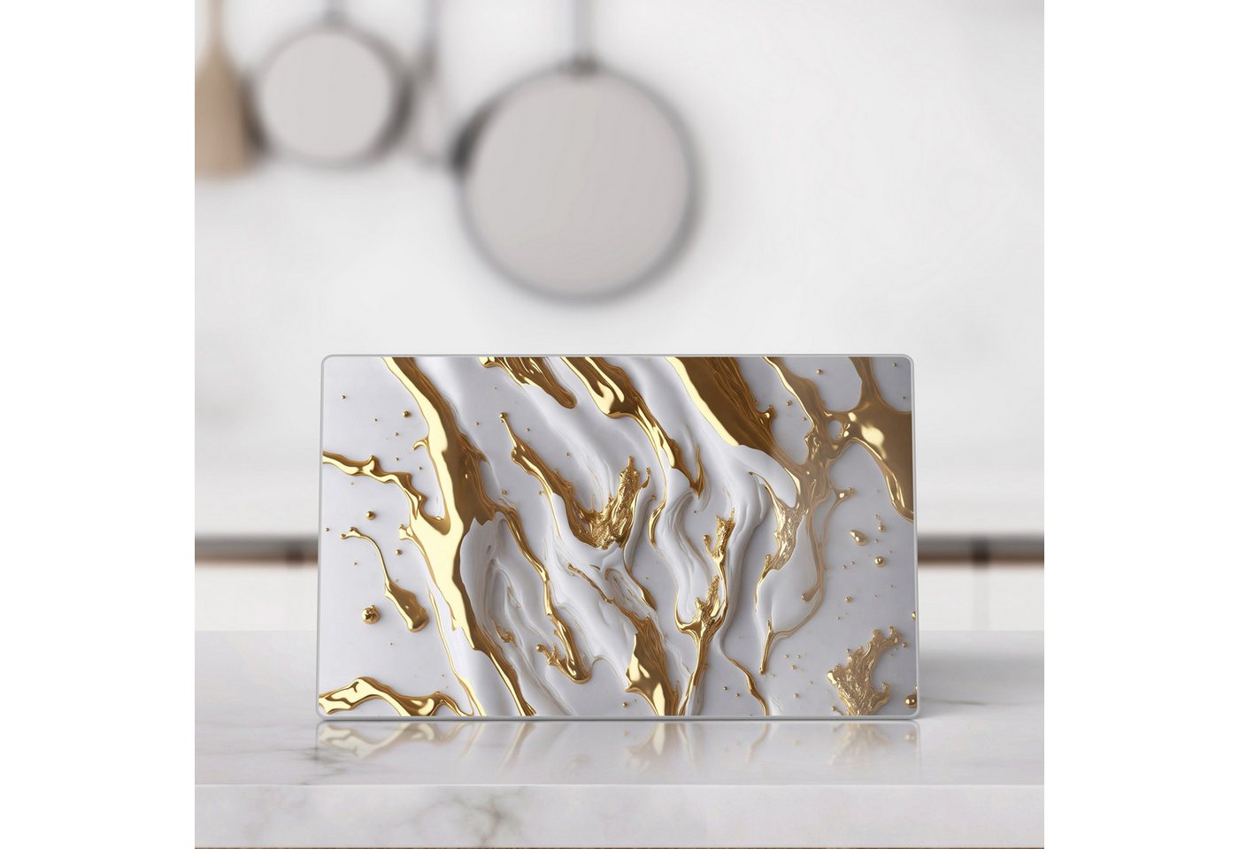 DEQORI Schneidebrett 'Goldene Fließkraft', Glas, Platte Frühstücksbrett Schneideplatte – Bild 3 von 5