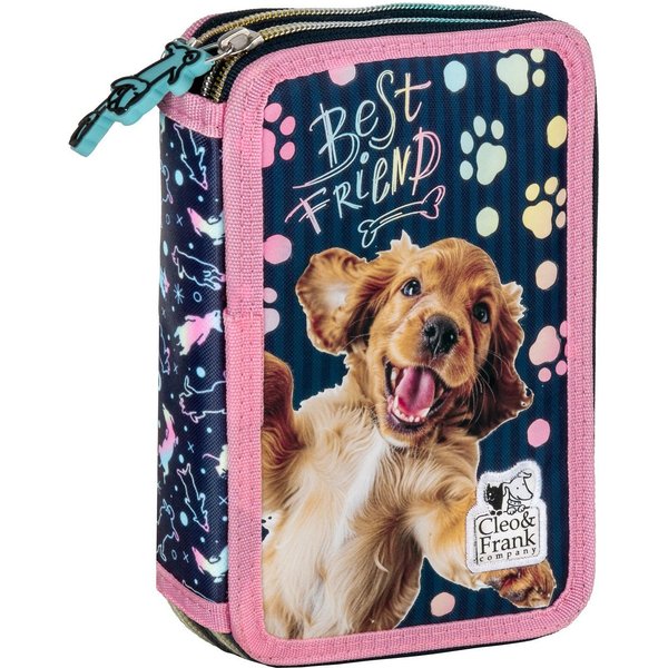 DERFORM Federtasche Süßer Hunde Federmäppchen gefüllt 2 Fach Stifte Etui Federmappe, (26-tlg)