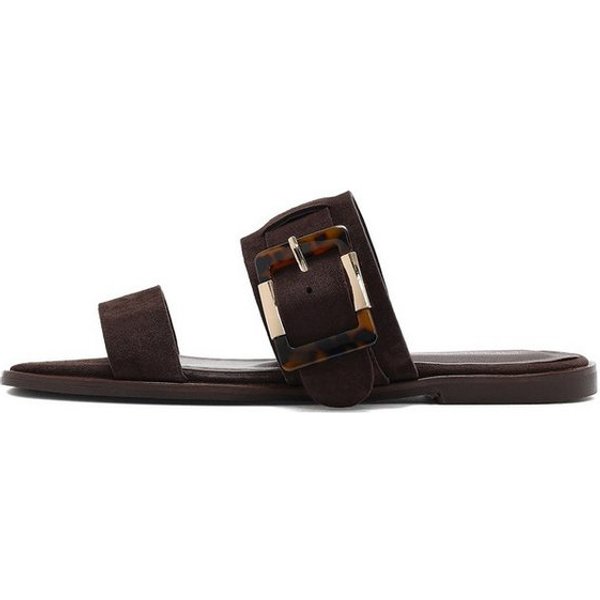 Derimod Pantoletten aus Leder Mules Echtes Leder, Slip-On-Stil, Synthetikfutter, Zierschnalle