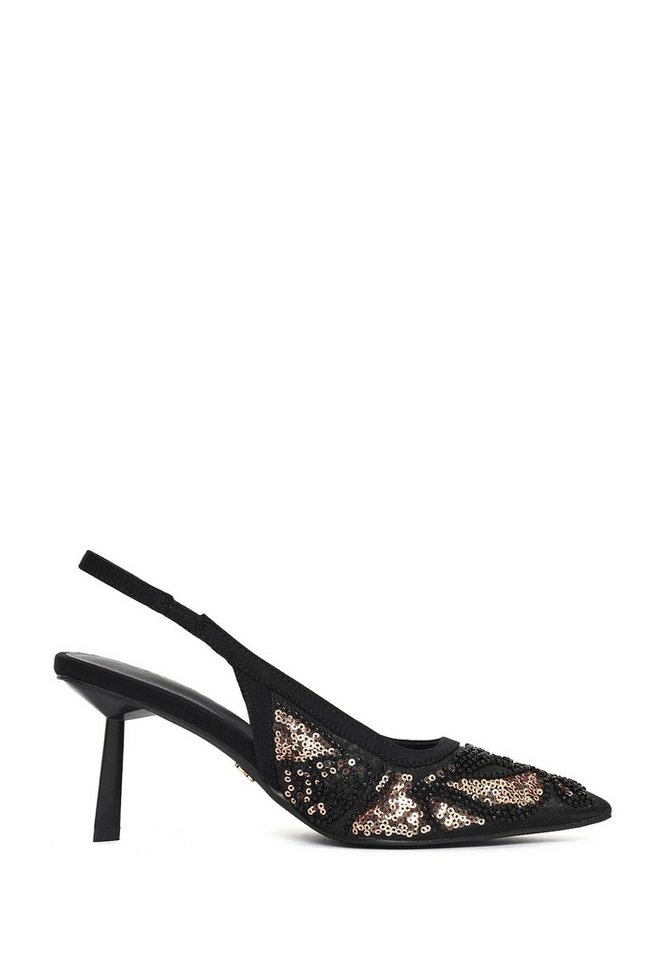 Derimod Slingback-Pumps aus Textil mit hohem Absatz Pumps Kunstleder, Paillettenverzierung, Slingback-Design, Spitze Zehenpartie – Bild 2 von 5