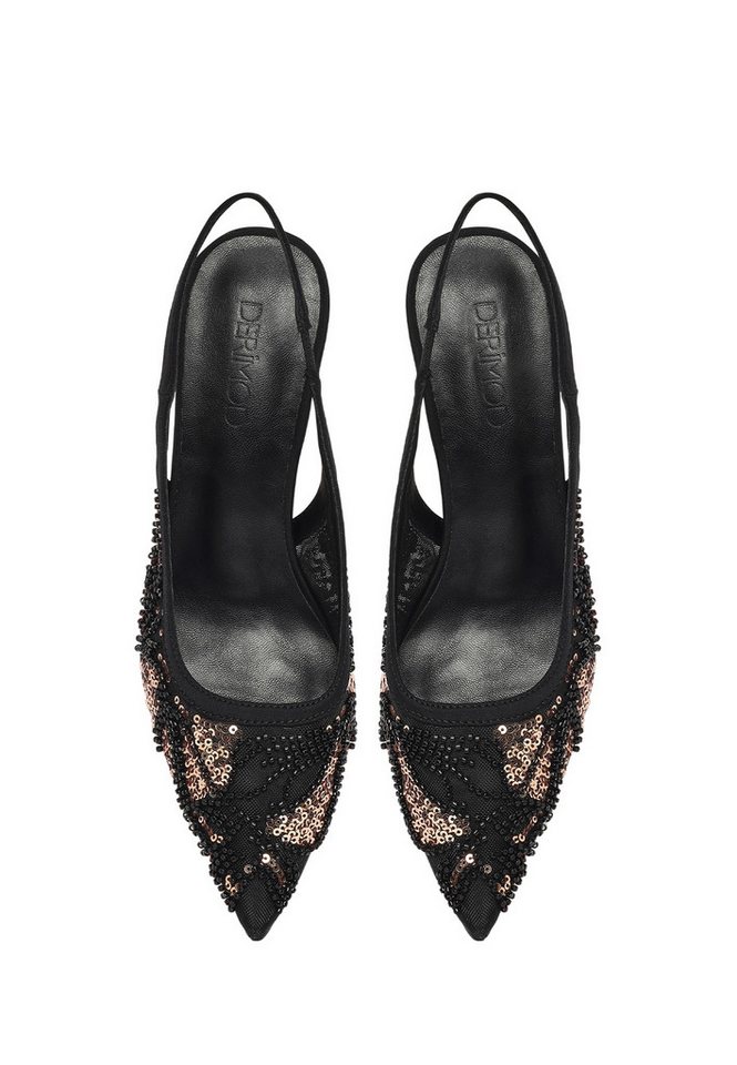 Derimod Slingback-Pumps aus Textil mit hohem Absatz Pumps Kunstleder, Paillettenverzierung, Slingback-Design, Spitze Zehenpartie – Bild 5 von 5