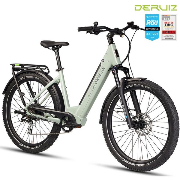 DERUIZ E-Bike Trekkingrad 28 Zoll, Quartz/Quartz SUV, 160km, Bluetooth & APP, Tiefeinsteiger, 8 Gang SHIMANO Acera RD-M360 SGS Schaltwerk, Kettenschaltung, Heck