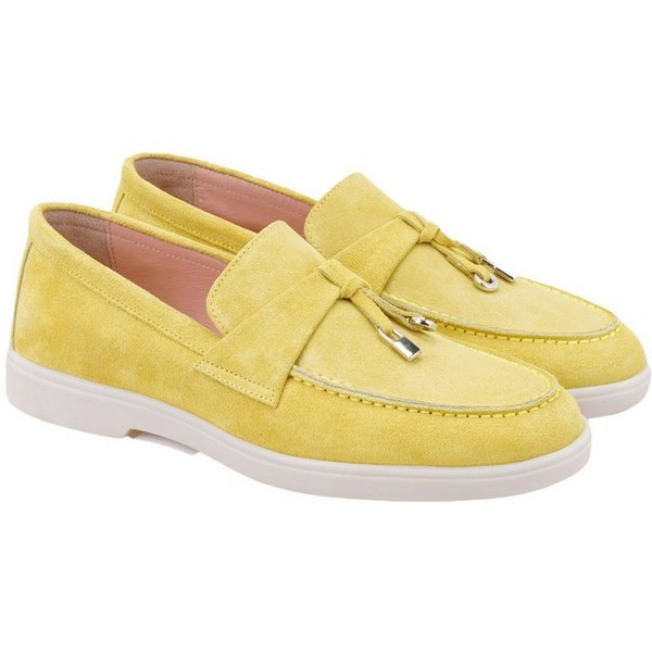Desa Desa Damen-Slipper aus Wildleder – Lederfutter, Synthetiksohle, flache Loafer