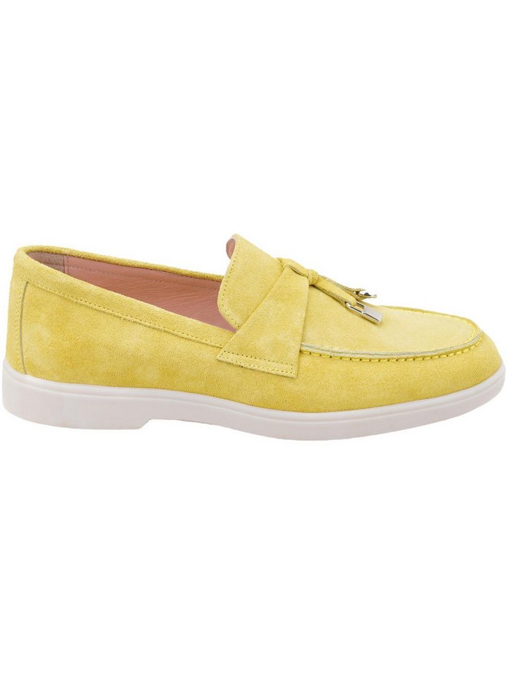 Desa Desa Damen-Slipper aus Wildleder – Lederfutter, Synthetiksohle, flache Loafer – Bild 2 von 5