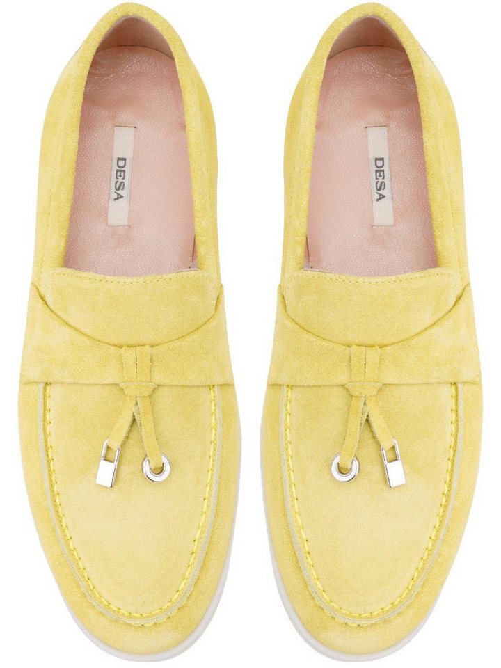 Desa Desa Damen-Slipper aus Wildleder – Lederfutter, Synthetiksohle, flache Loafer – Bild 4 von 5