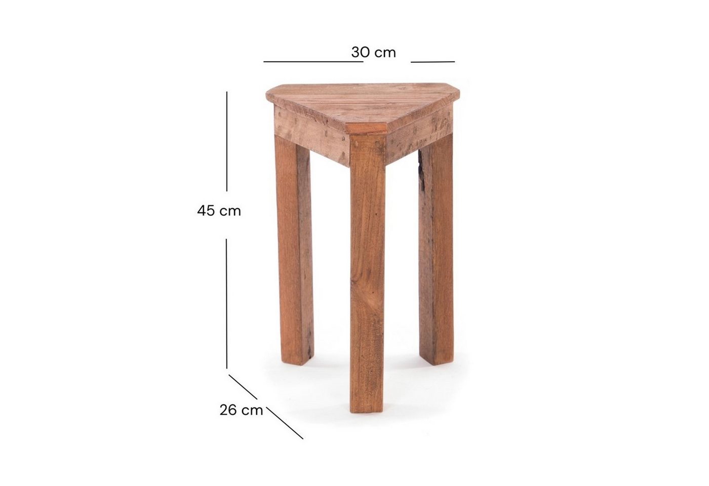 DESIGN DELIGHTS Beistelltisch BEISTELLTISCH "MILO", 45 cm, Massivholz, dreieckig, Blumenhocker – Bild 2 von 5
