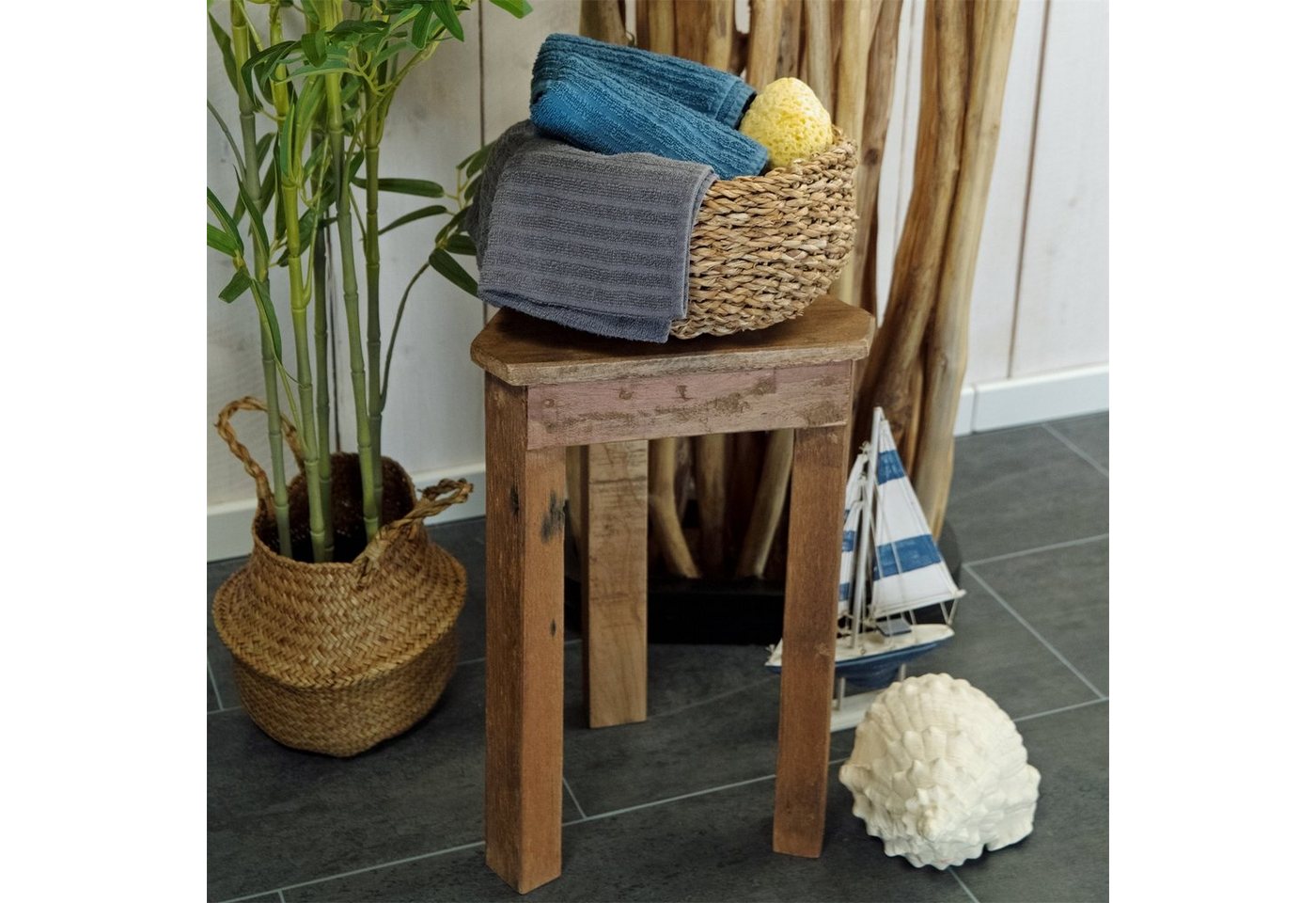 DESIGN DELIGHTS Beistelltisch BEISTELLTISCH "MILO", 45 cm, Massivholz, dreieckig, Blumenhocker – Bild 3 von 5