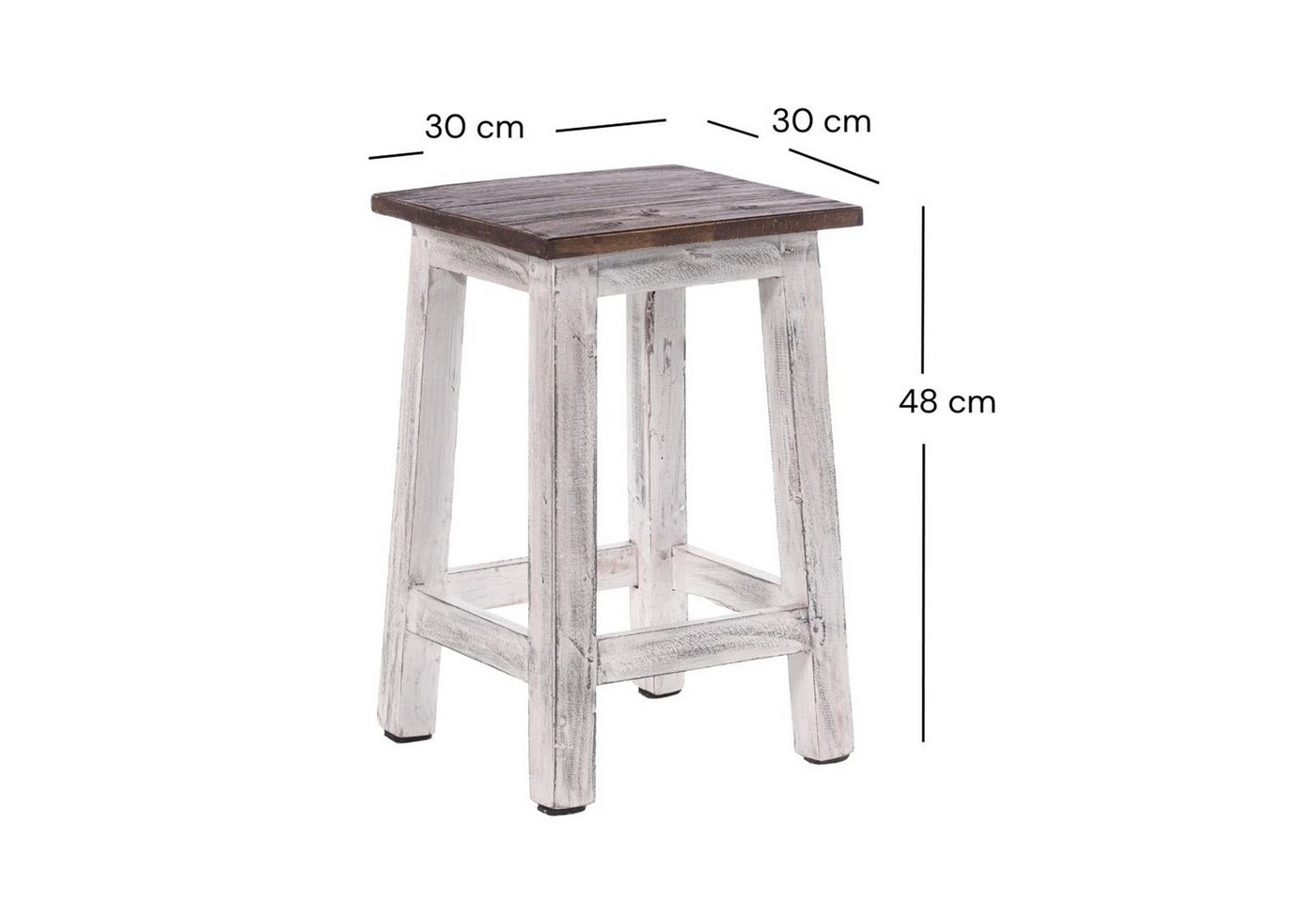 DESIGN DELIGHTS Hocker Sitzhocker MADERO, 48x30cm(HxB) Altholz Holzhocker, massivholz Hocker – Bild 2 von 5