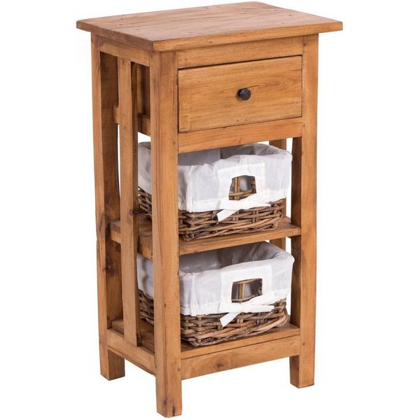 DESIGN DELIGHTS Telefontisch TELEFONTISCH "RATTAN 70", 70x38x28cm (HxBxT), Altholz massiv Beistell