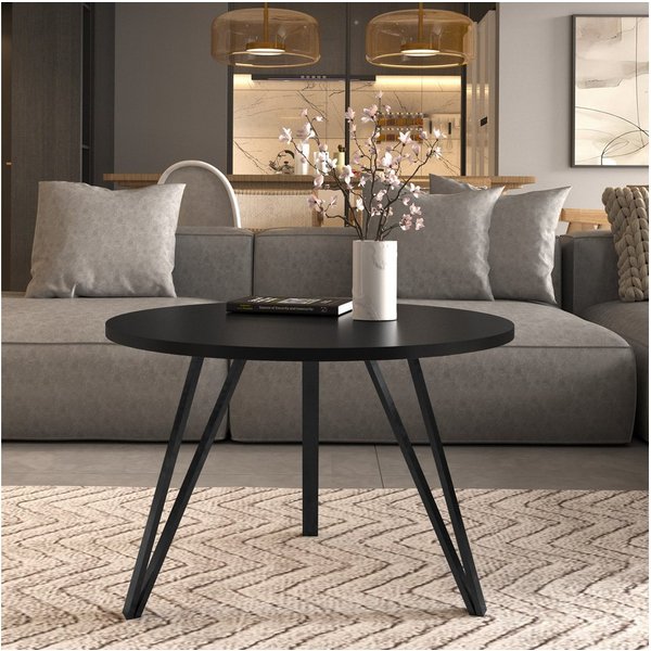 Design Möbel Couchtisch Moderner Runder Couchtisch - Tischplatte, 67 cm Metallgestell