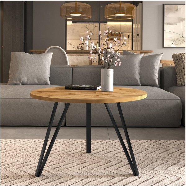 Design Möbel Couchtisch Moderner Runder Couchtisch - Tischplatte, 67 cm Metallgestell