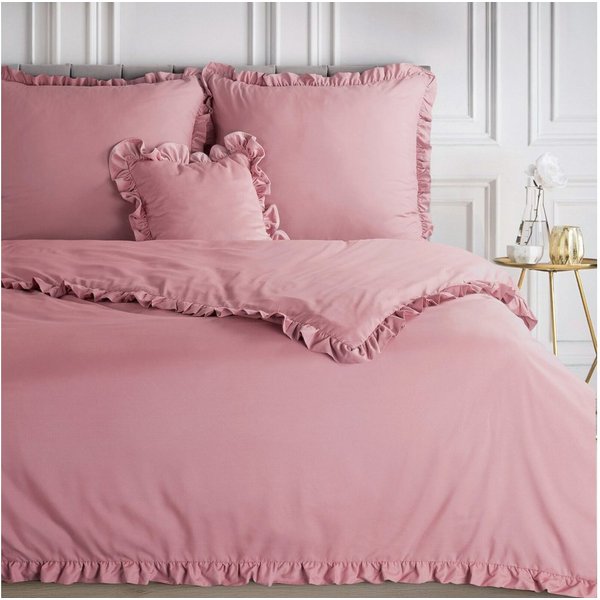 Design91 Bettwäsche, Polyester, 2 teilig, mit Rüschen