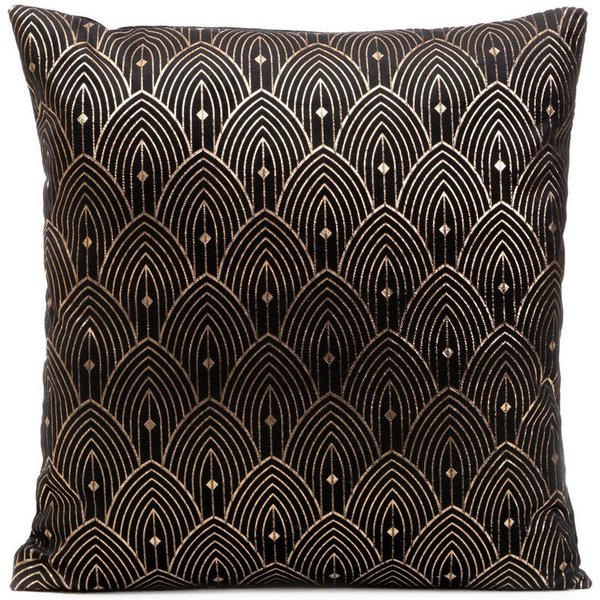 Design91 Kissenbezug AGNES, Glamouröse Kissenbezüge, elegante Sofakissen, goldenes Muster