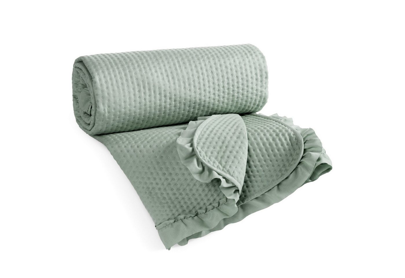 Design91 Tagesdecke BELLA RÜSCHE, Bettüberwurf mit Rüschen, elegante Tagesdecke, weiche Struktur – Bild 5 von 5